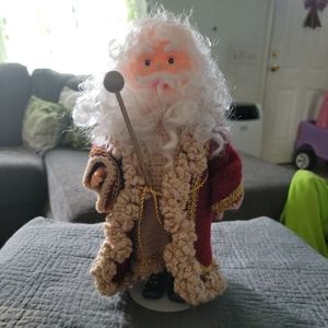 Santa Claus, knitted clothes,,no hat, beautiful detail in clothes.